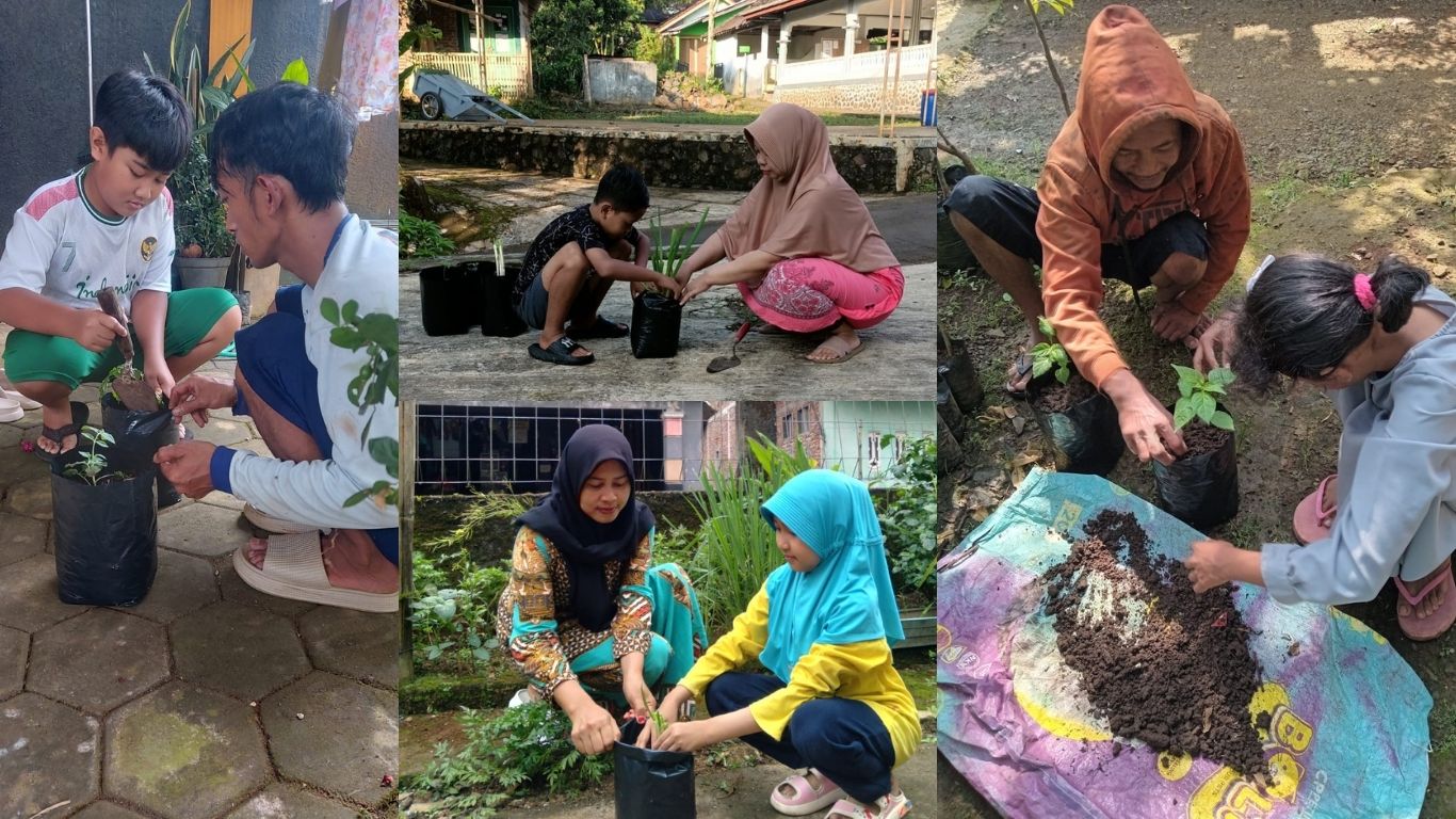 Penanaman sayur bersama wali murid